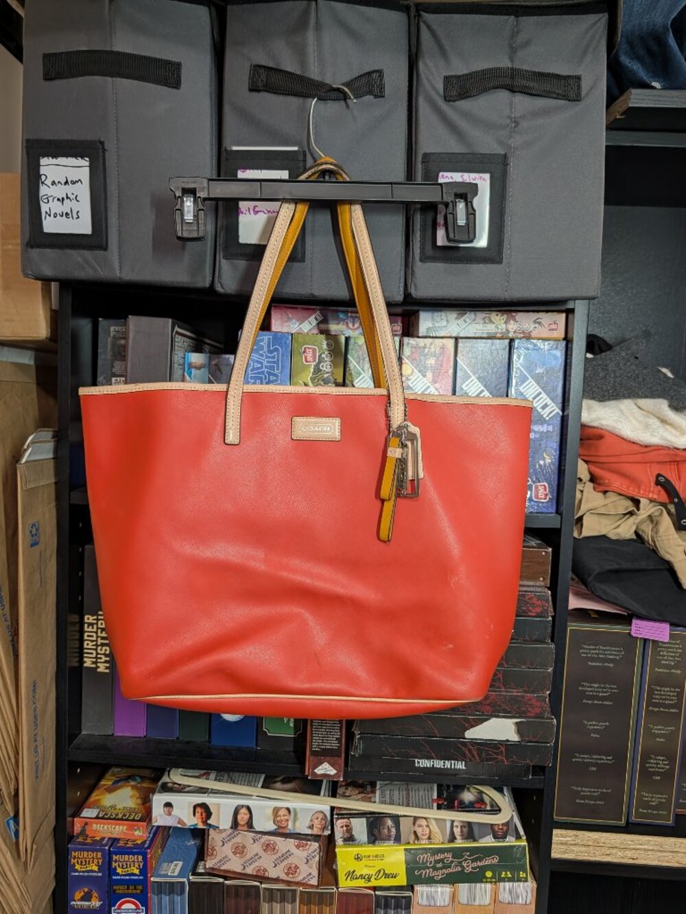 Coach Park Metro Coral Leather Large Tote Bag F24341